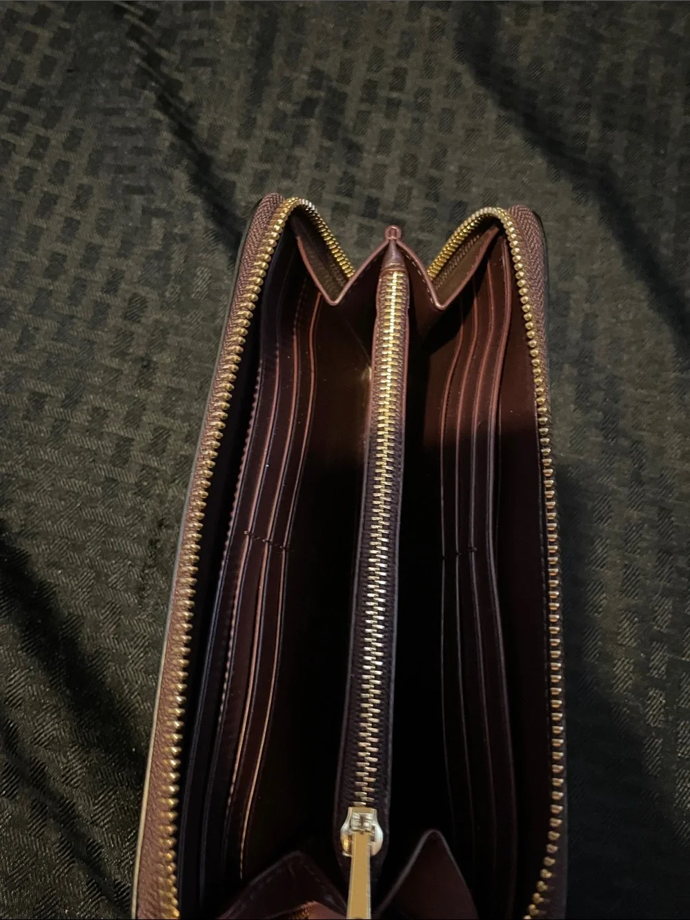 Coach Pebbled Zip Around Wallet — Plum/ like new